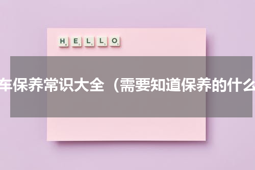 汽车保养常识大全（需要知道保养的什么）