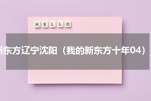 新东方辽宁沈阳（我的新东方十年04）