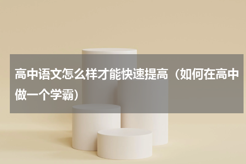 高中语文怎么样才能快速提高（如何在高中做一个学霸）