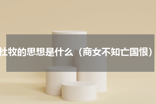 杜牧的思想是什么（商女不知亡国恨）