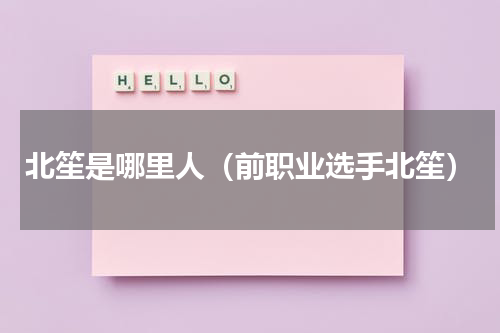 北笙是哪里人（前职业选手北笙）