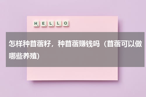 怎样种苜蓿籽，种苜蓿赚钱吗（苜蓿可以做哪些养殖）